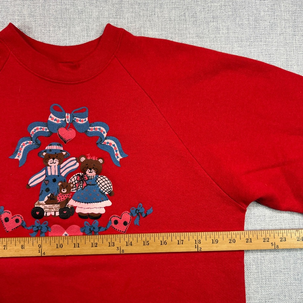 Vintage 90s Screen Stars Sweatshirt Women XL Red Country Bears Retro Grandma USA - Picture 6 of 9